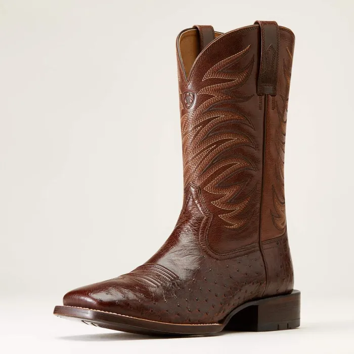 Badlands Cowboy Boot Dark Tabac Smooth Quill Ostric Men Ariat Western Boots