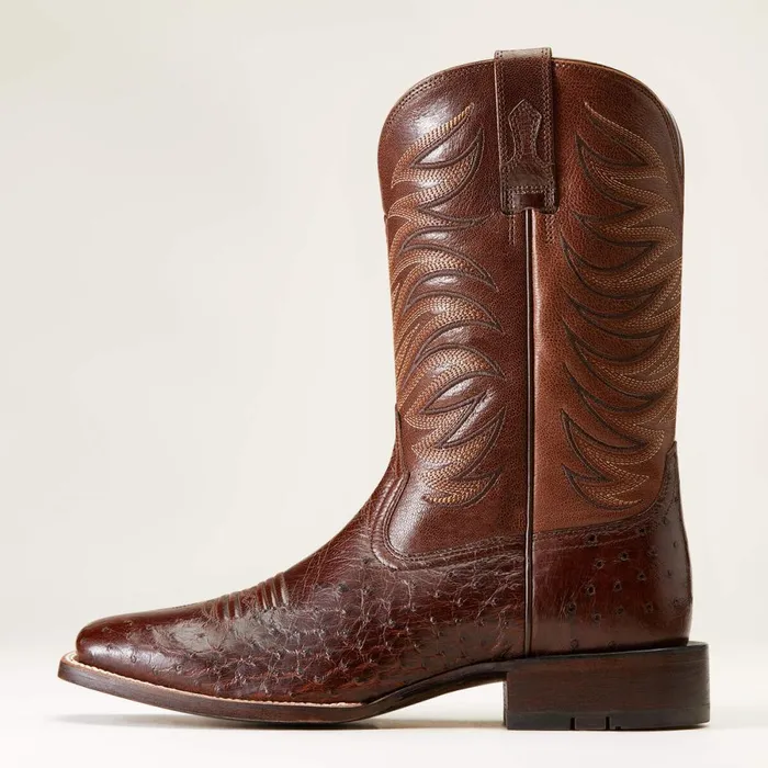 Badlands Cowboy Boot Dark Tabac Smooth Quill Ostric Men Ariat Western Boots