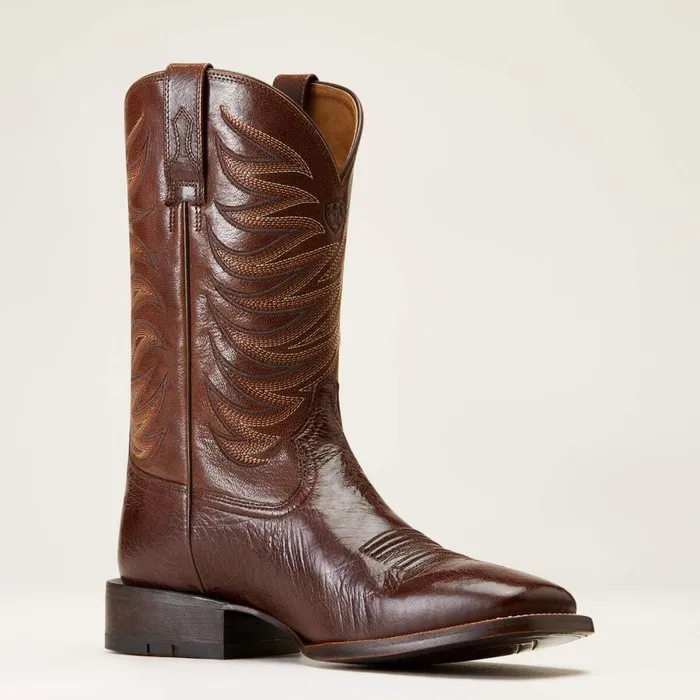 Badlands Cowboy Boot Dark Tabac Smooth Quill Ostric Men Ariat Western Boots