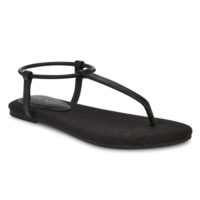 Bassie Flat Sandals Black Women Nine West Flats Bassie Flat Sandals Black Women Nine West Flats