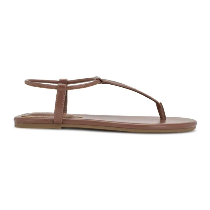 Bassie Flat Sandals Dark Tan Women Nine West Flats