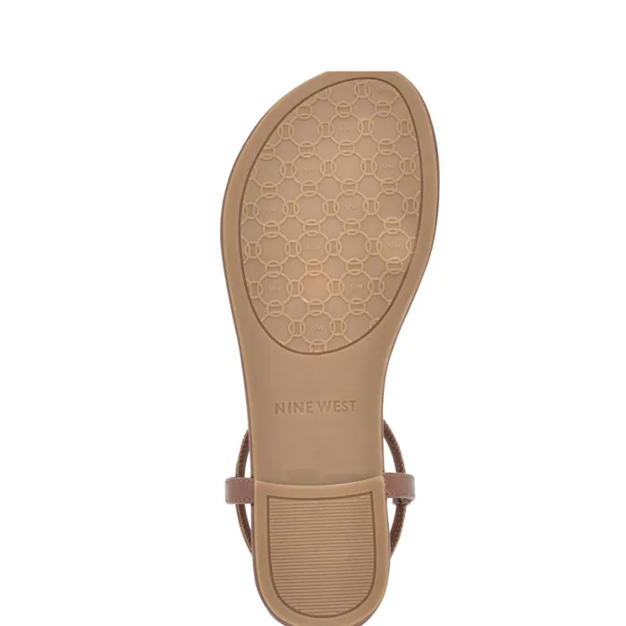 Bassie Flat Sandals Dark Tan Women Nine West Flats Bassie Flat Sandals Dark Tan Women Nine West Flats