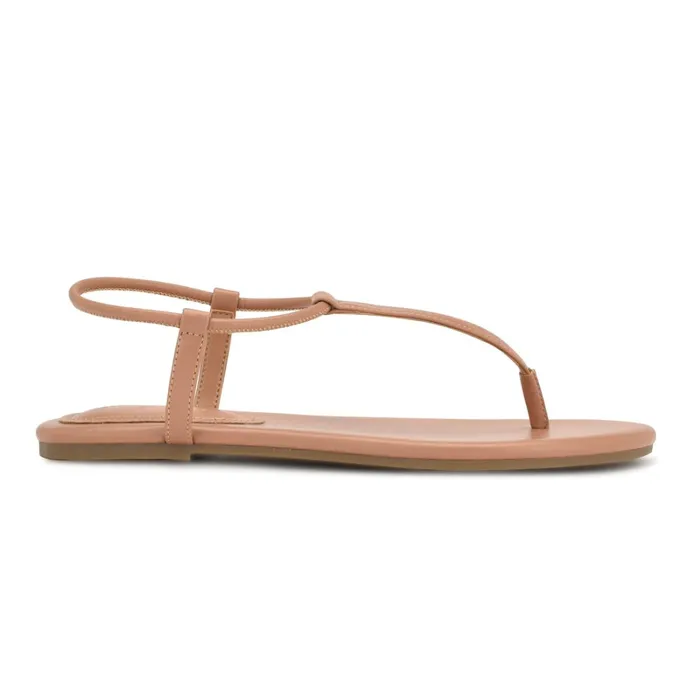 Bassie Flat Sandals Light Tan Women Nine West Flats
