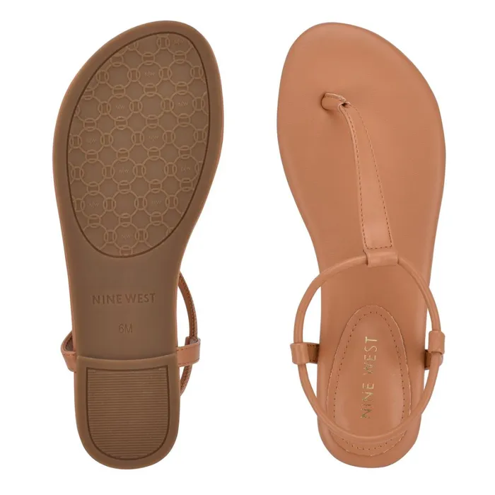 Bassie Flat Sandals Natural Women Nine West Flats Bassie Flat Sandals Natural Women Nine West Flats