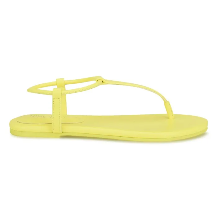 Bassie Flat Sandals Yellow Women Nine West Sandals
