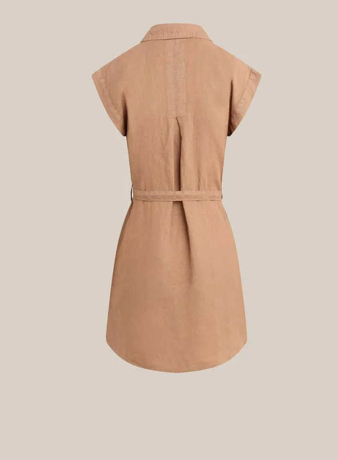 Bella Dahl Belted Linen Shirt Dress Desert Brown Women Mini Dresses Bella Dahl Belted Linen Shirt Dress Desert Brown Women Mini Dresses
