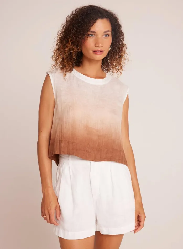 Bella Dahl Boxy Button Back Top 8211 Coconut Ombre Dye Women Sleeveless