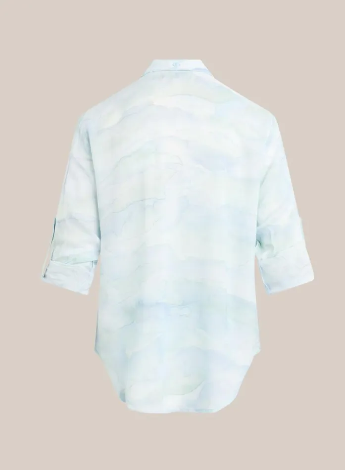 Bella Dahl Capri Button Down Shirt 8211 Waves Camo Print Women Long Sleeve