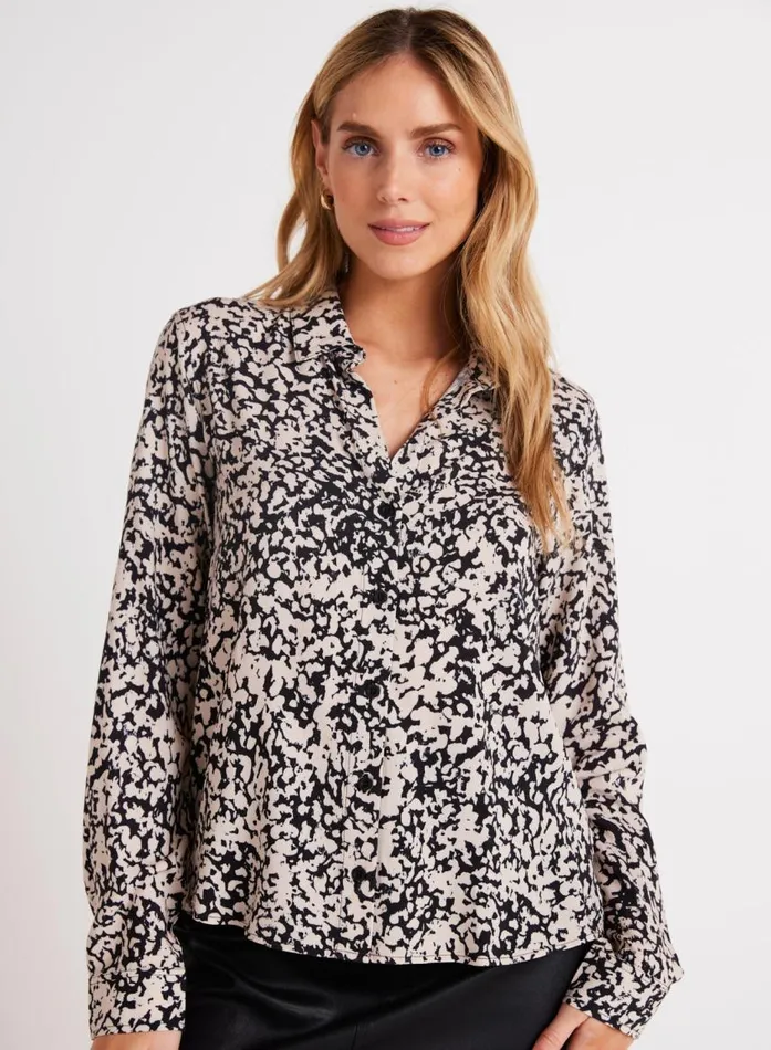 Bella Dahl Clean Shirt 8211 Abstract Bloom Print Women Button Down