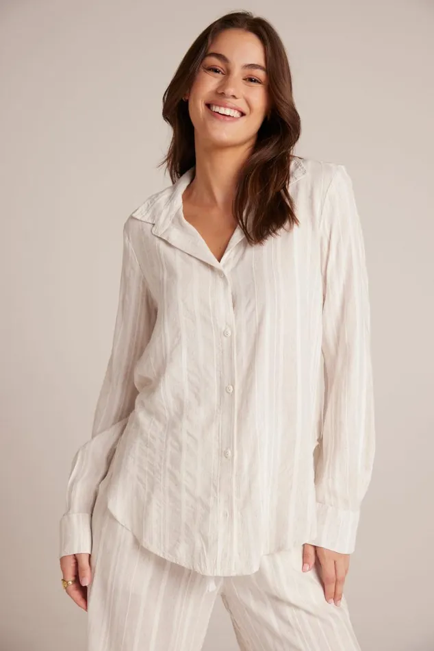 Bella Dahl Flowy Button Down 8211 White Sand Stripe Women Long Sleeve
