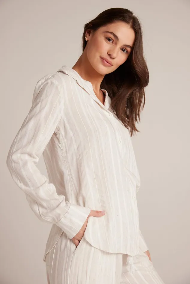 Bella Dahl Flowy Button Down 8211 White Sand Stripe Women Long Sleeve Bella Dahl Flowy Button Down 8211 White Sand Stripe Women Long Sleeve