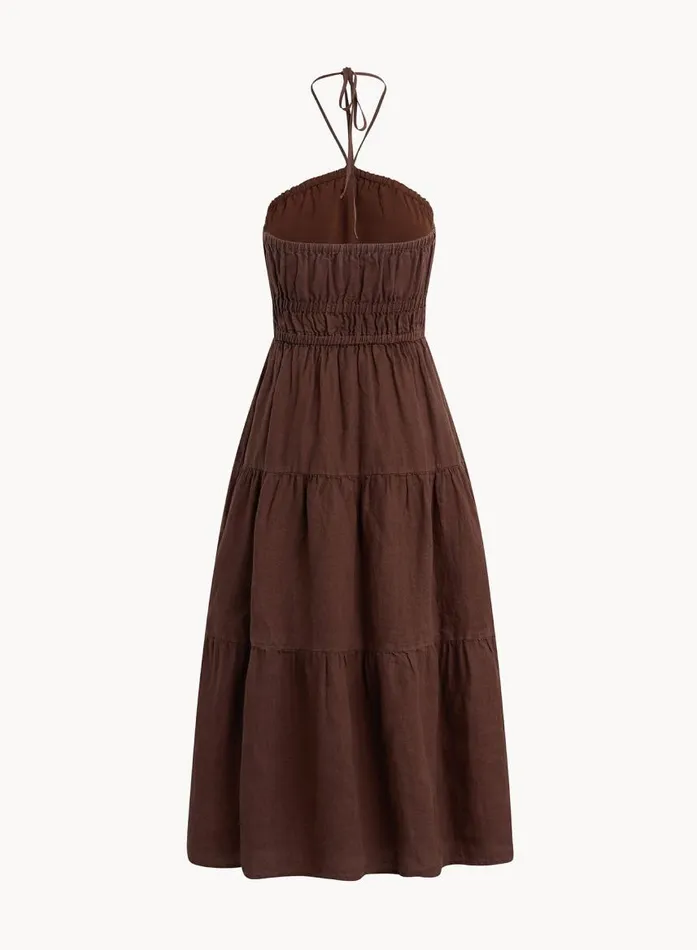 Bella Dahl Gathered Halter Midi Dress 8211 Cocoa Cabana Women Midi Dresses