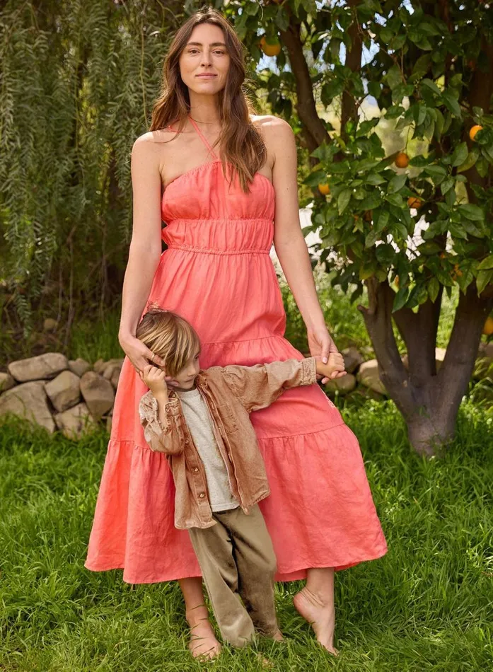 Bella Dahl Gathered Halter Midi Dress 8211 Cocoa Cabana Women Midi Dresses