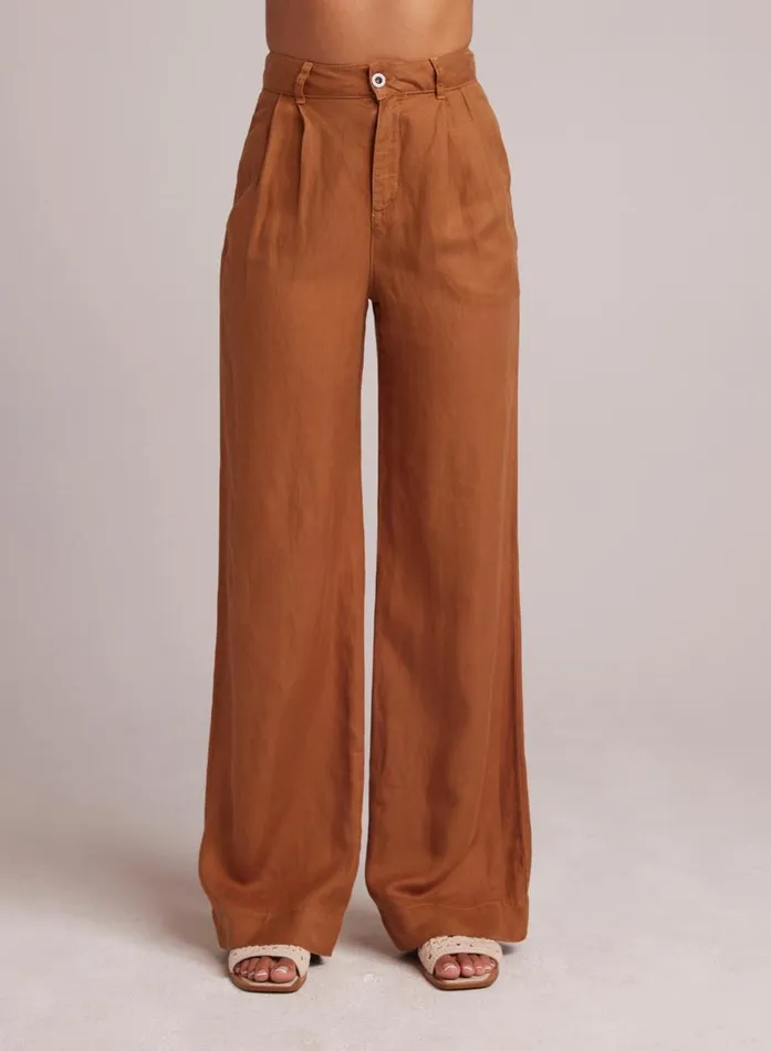 Bella Dahl Greta Pleated Wide Leg Trouser 8211 Golden Henna Women Pants