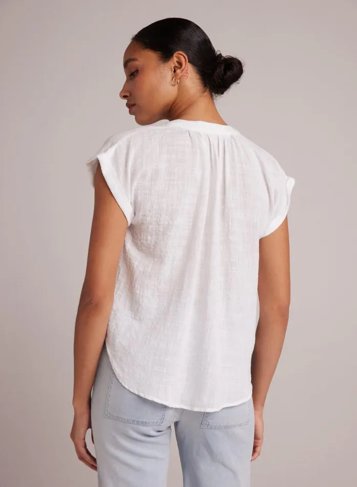 Bella Dahl Half Placket Cap Sleeve Top 8211 White Women Short Sleeve