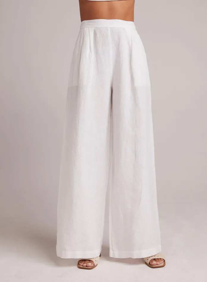 Bella Dahl High Waisted Linen Pleated Pant White Women Pants Bella Dahl High Waisted Linen Pleated Pant White Women Pants
