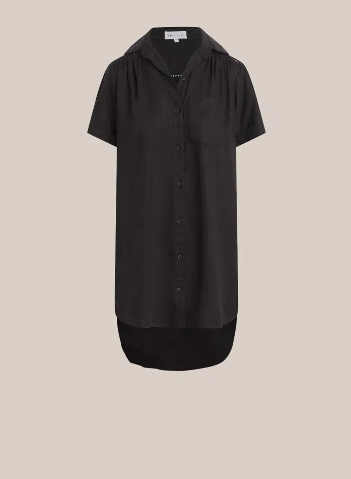 Bella Dahl Ladder Trim Shirt Dress 8211 Black Women Mini Dresses