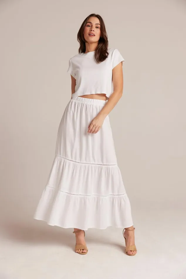 Bella Dahl Ladder Trim Tiered Maxi Skirt 8211 White Women Skirts