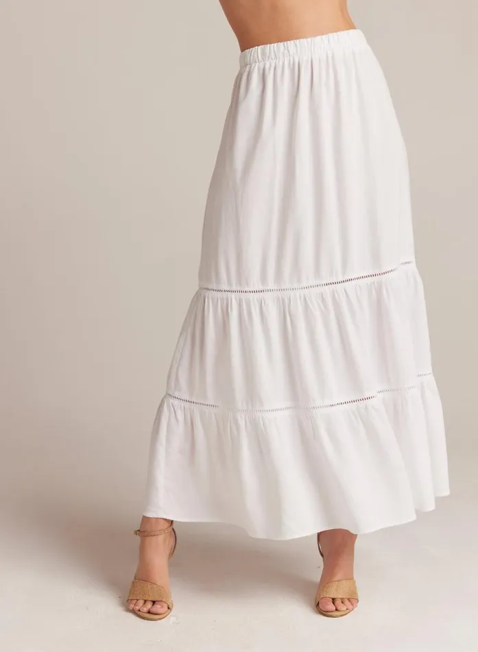 Bella Dahl Ladder Trim Tiered Maxi Skirt 8211 White Women Skirts