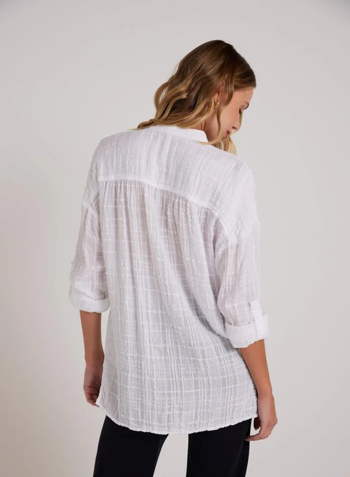 Bella Dahl Long Sleeve Shirred Pullover 8211 White Women Button Down