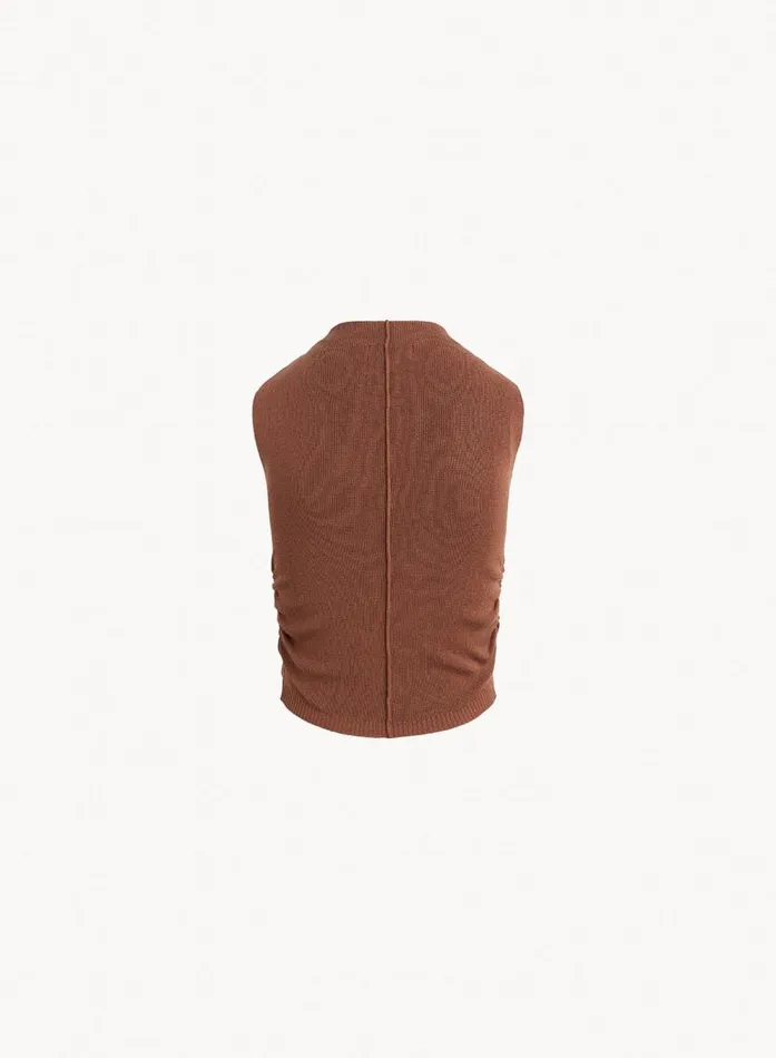 Bella Dahl Mock Neck Linen Jersey Top 8211 French Espresso Women Sleeveless Bella Dahl Mock Neck Linen Jersey Top 8211 French Espresso Women Sleeveless