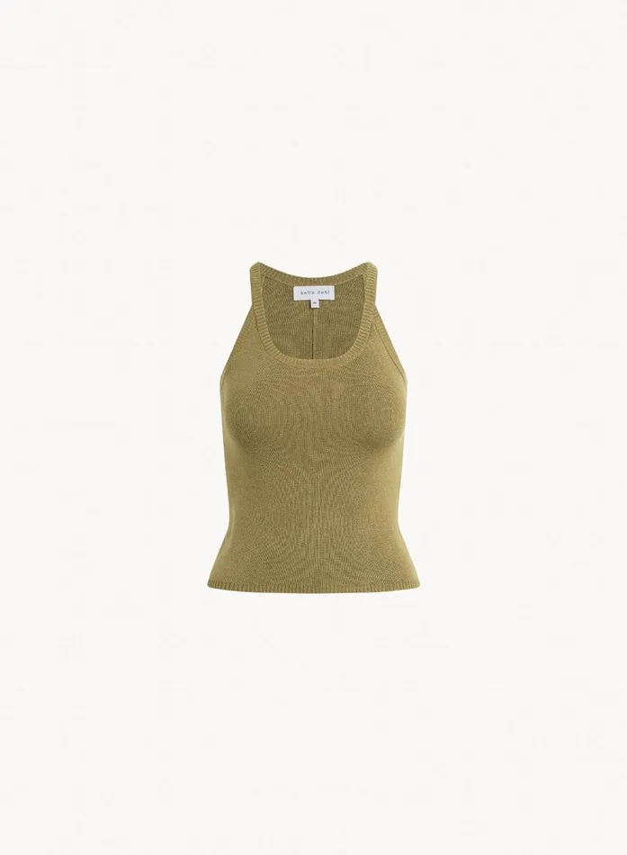 Bella Dahl Rounded Neck Linen Jersey Tank 8211 Dried Herb Women Sleeveless