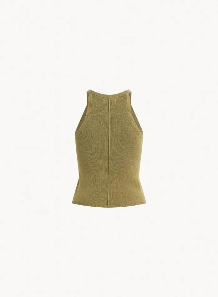 Bella Dahl Rounded Neck Linen Jersey Tank 8211 Dried Herb Women Sleeveless