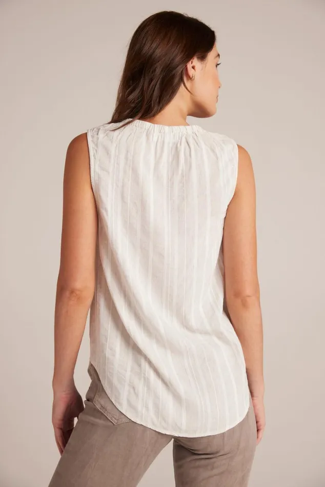 Bella Dahl Shirred Neck Sleeveless Pullover 8211 White Sand Stripe Women Sleeveless Bella Dahl Shirred Neck Sleeveless Pullover 8211 White Sand Stripe Women Sleeveless