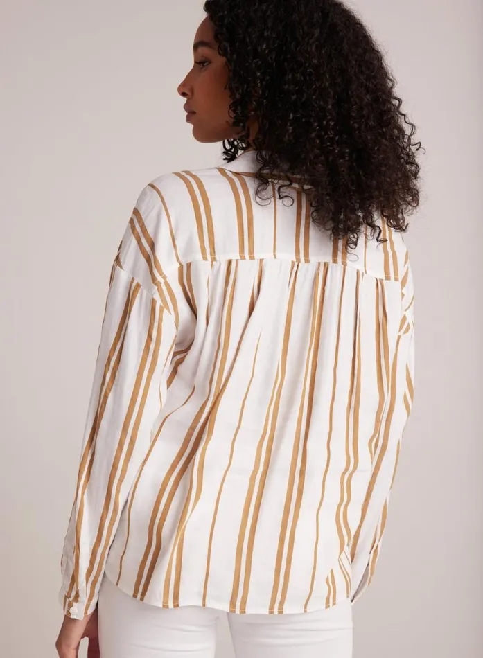 Bella Dahl Shirred Shoulder Pullover 8211 Redwood Stripe Women Button Down Bella Dahl Shirred Shoulder Pullover 8211 Redwood Stripe Women Button Down