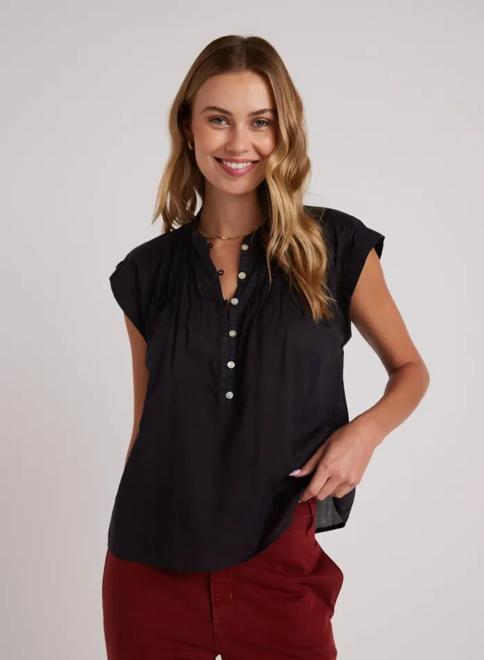 Bella Dahl Short Sleeve Pintuck Pullover 8211 Black Women Short Sleeve
