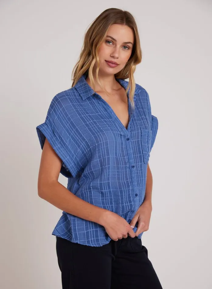 Bella Dahl Short Sleeve Pocket Button Down 8211 Bright Indigo Women Long Sleeve