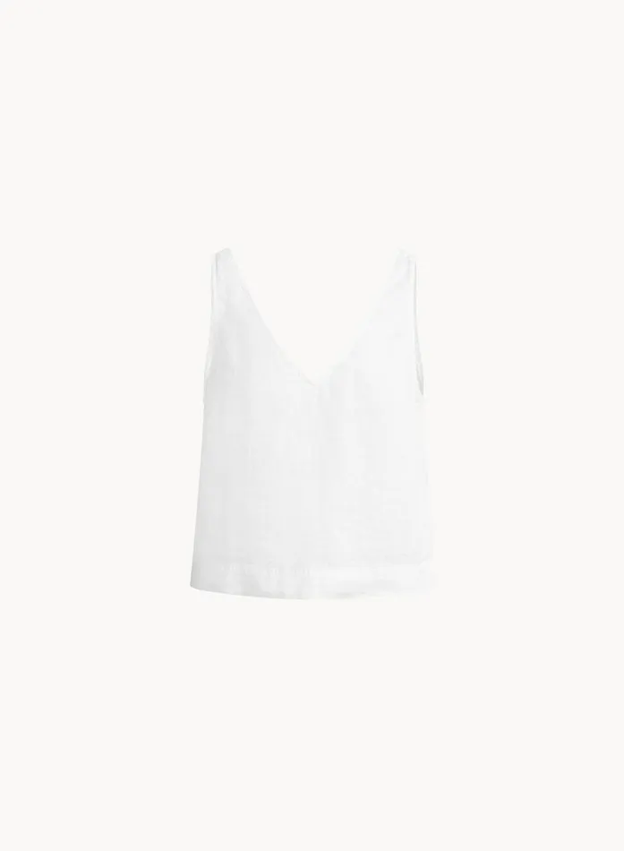 Bella Dahl Sleeveless Button Back VNeck Top 8211 White Women Sleeveless