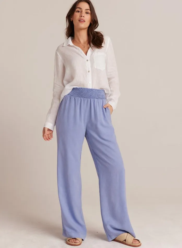 Bella Dahl Smocked Waist Wide Leg 8211 Peri Blue Women Pants