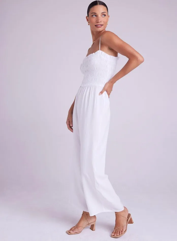 Bella Dahl Wide Leg Smocked Ruffle Jumpsuit 8211 White Women Rompers and Jumpsuits Bella Dahl Wide Leg Smocked Ruffle Jumpsuit 8211 White Women Rompers and Jumpsuits
