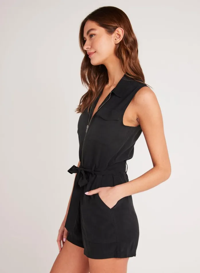 Bella Dahl Zip Front Romper 8211 Vintage Black Women Rompers and Jumpsuits Bella Dahl Zip Front Romper 8211 Vintage Black Women Rompers and Jumpsuits