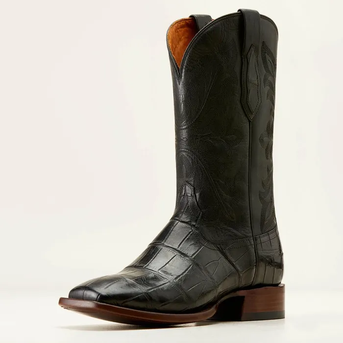 Bench Made Bassett Western Boot Black American Alligator Tail Men Ariat Western Boots