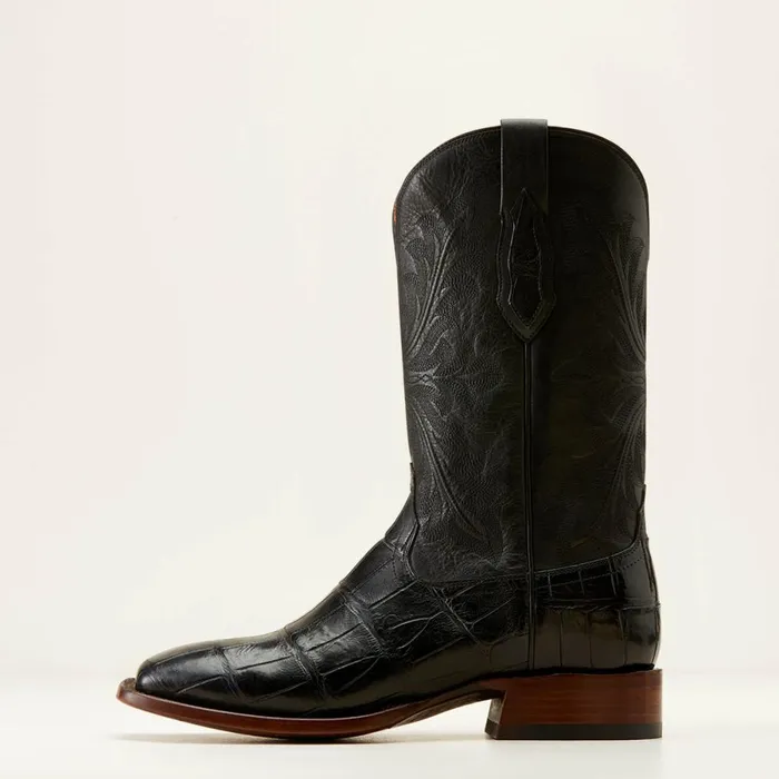 Bench Made Bassett Western Boot Black American Alligator Tail Men Ariat Western Boots