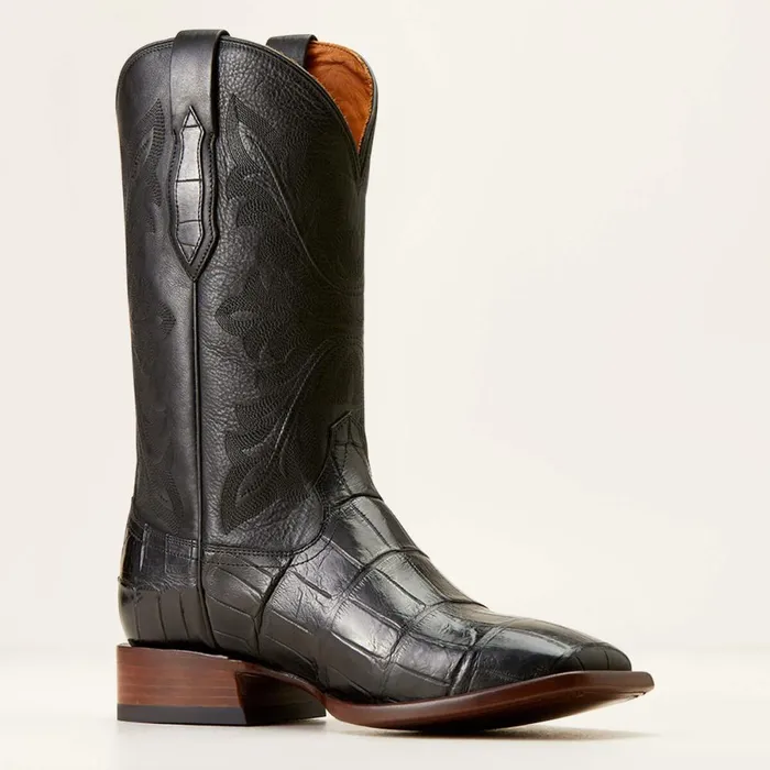 Bench Made Bassett Western Boot Black American Alligator Tail Men Ariat Western Boots