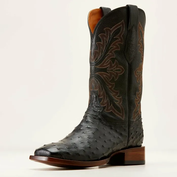 Bench Made Bassett Western Boot Black Full Quill Ostrich Men Ariat Western Boots