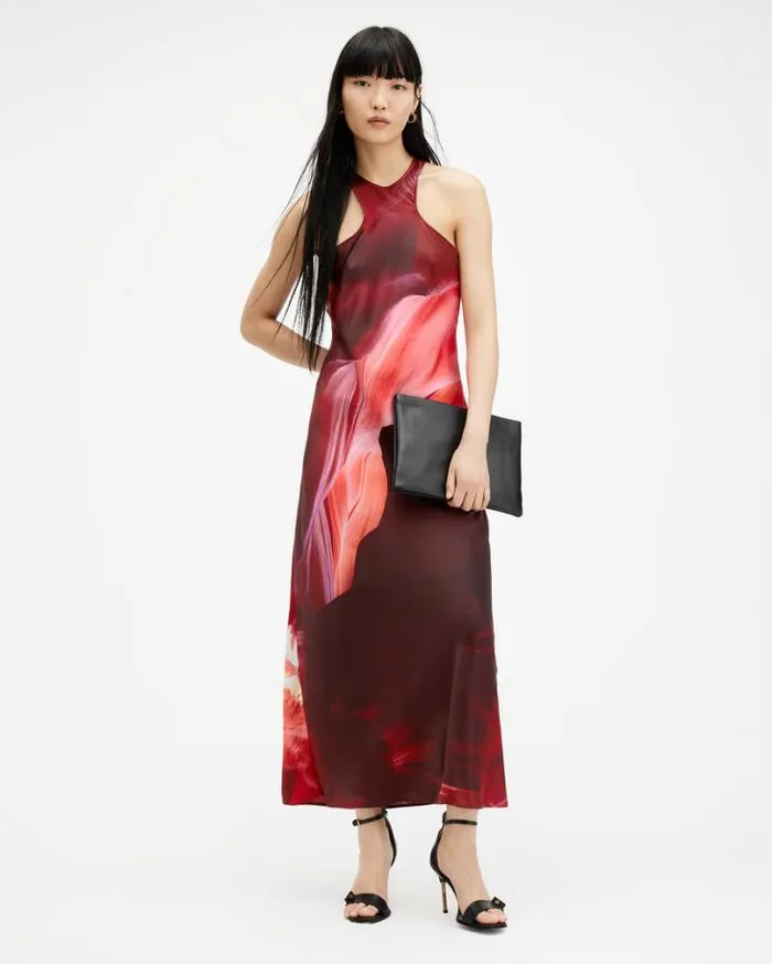 Betina Slim Racer Neck Arches Maxi Dress Canyon Purple Women AllSaints Dresses