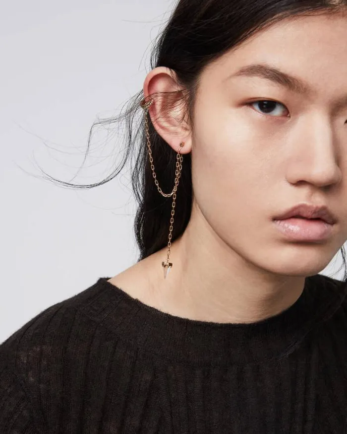 Bijou GoldTone Ear Cuff Earring Set Crystalwarm Brass Women AllSaints Jewelry