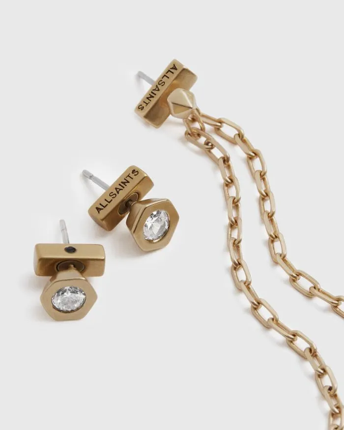 Bijou GoldTone Ear Cuff Earring Set Crystalwarm Brass Women AllSaints Jewelry Bijou GoldTone Ear Cuff Earring Set Crystalwarm Brass Women AllSaints Jewelry