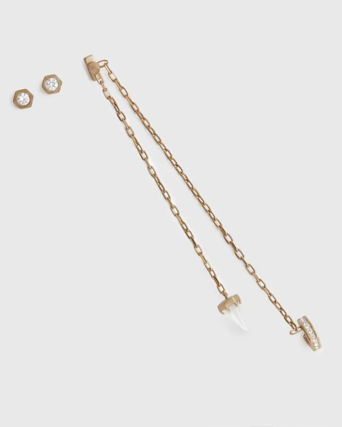 Bijou GoldTone Ear Cuff Earring Set Crystalwarm Brass Women AllSaints Jewelry Bijou GoldTone Ear Cuff Earring Set Crystalwarm Brass Women AllSaints Jewelry