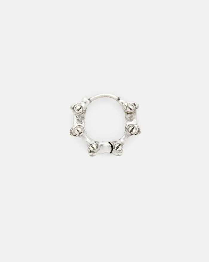 Biker Chain Hoop Earring Warm Silver Men AllSaints Jewelry