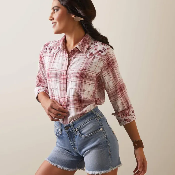 Billie Jean Shirt Willa Plaid Floral Women Ariat TShirts and Tops