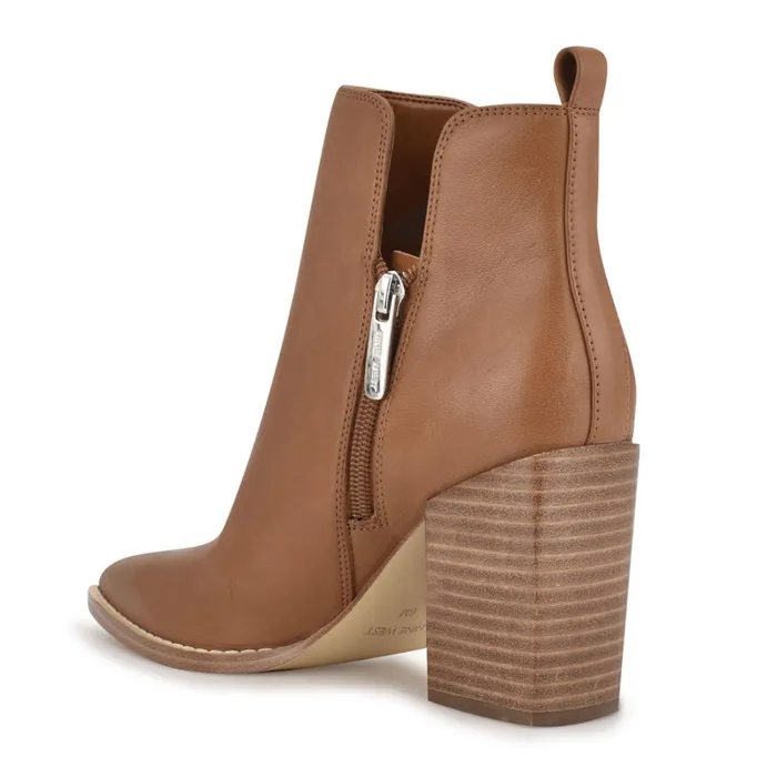 Birds Block Heel Booties Caramel Leather Women Nine West Boots and Booties Birds Block Heel Booties Caramel Leather Women Nine West Boots and Booties