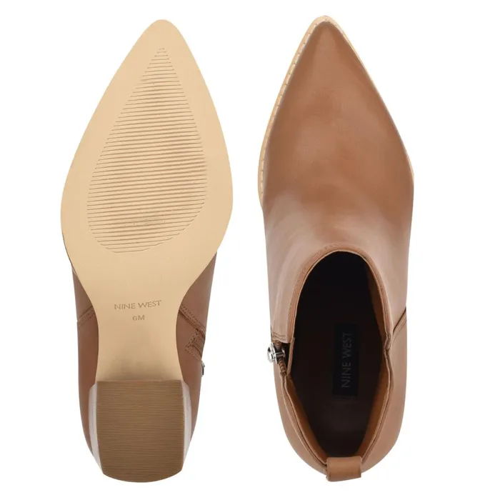 Birds Block Heel Booties Caramel Leather Women Nine West Boots and Booties Birds Block Heel Booties Caramel Leather Women Nine West Boots and Booties