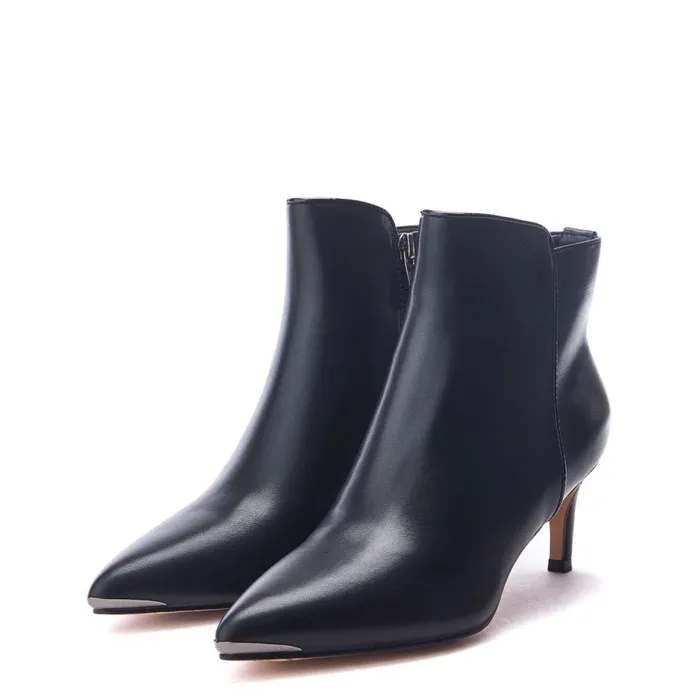 Black Boots Women Moda In Pelle Ponta Black Porvair