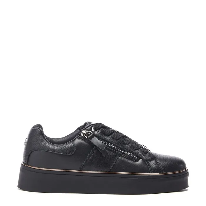Black Trainers Women Moda In Pelle Bacary Jet Black Porvair