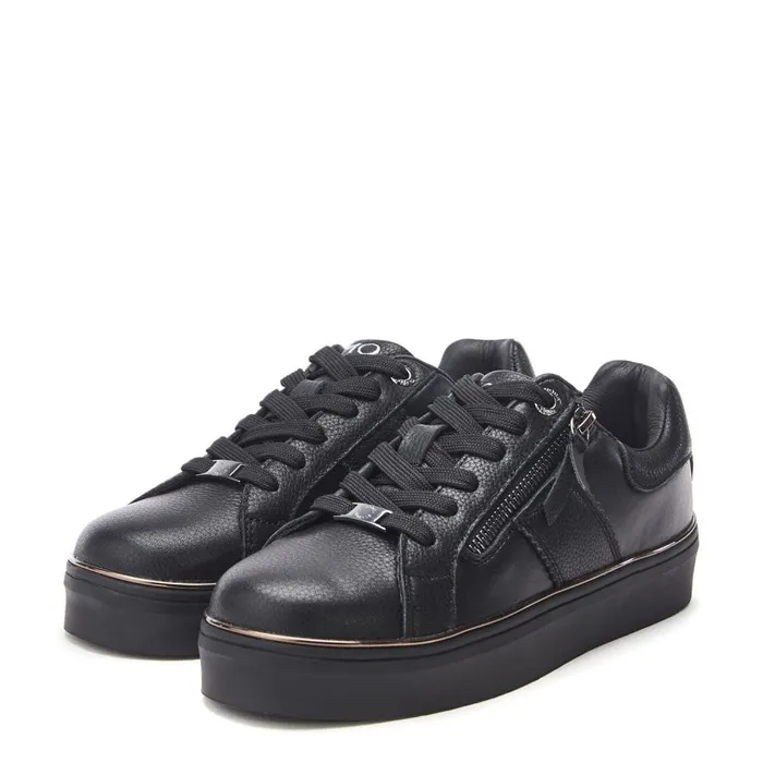 Black Trainers Women Moda In Pelle Bacary Jet Black Porvair